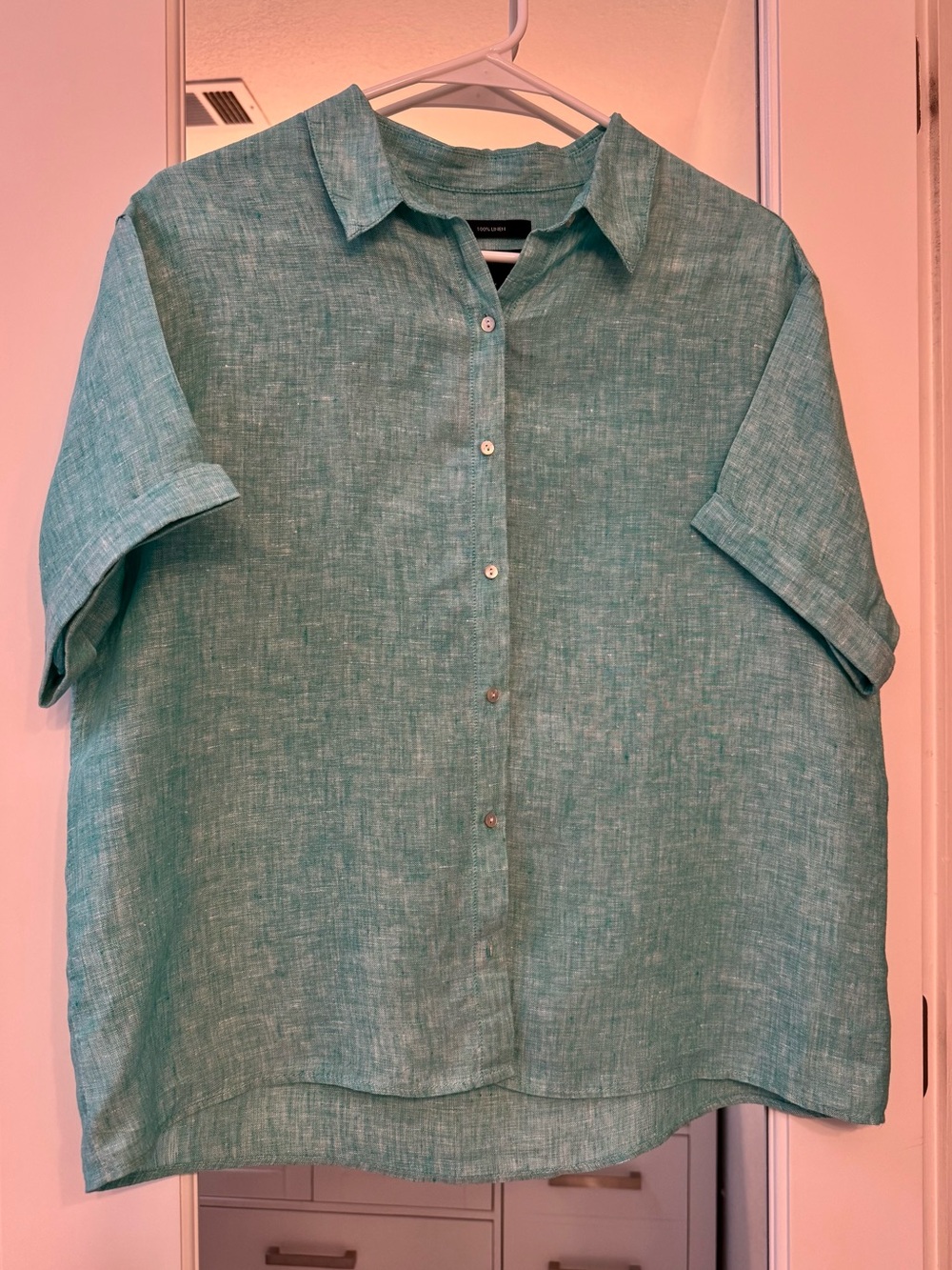 Tahari Teal 100% Linen Shirt